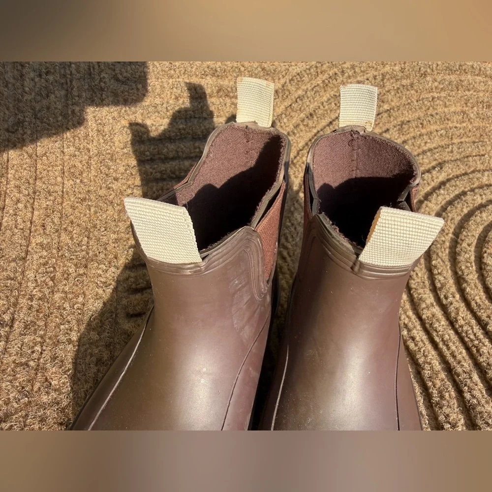 Zara kids elastic Chelsea rain boots chocolate brown Cottagecore